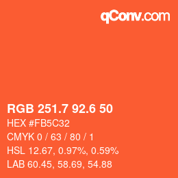 カラーコード: RGB 251.7 92.6 50 | qconv.com