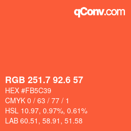 カラーコード: RGB 251.7 92.6 57 | qconv.com