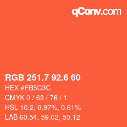 カラーコード: RGB 251.7 92.6 60 | qconv.com