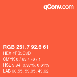 カラーコード: RGB 251.7 92.6 61 | qconv.com