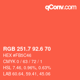 カラーコード: RGB 251.7 92.6 70 | qconv.com
