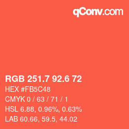 カラーコード: RGB 251.7 92.6 72 | qconv.com
