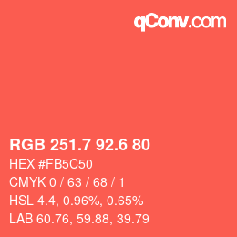カラーコード: RGB 251.7 92.6 80 | qconv.com