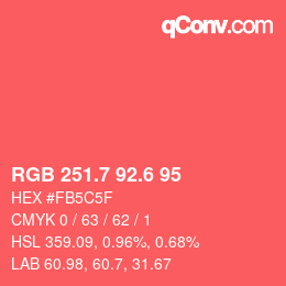 カラーコード: RGB 251.7 92.6 95 | qconv.com