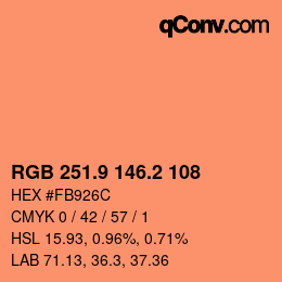 カラーコード: RGB 251.9 146.2 108 | qconv.com