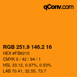 カラーコード: RGB 251.9 146.2 16 | qconv.com