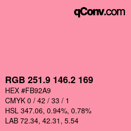 カラーコード: RGB 251.9 146.2 169 | qconv.com