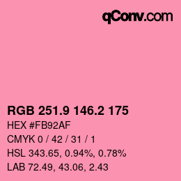 カラーコード: RGB 251.9 146.2 175 | qconv.com