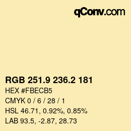 Color code: RGB 251.9 236.2 181 | qconv.com