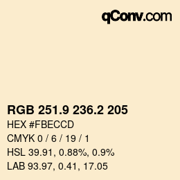 カラーコード: RGB 251.9 236.2 205 | qconv.com