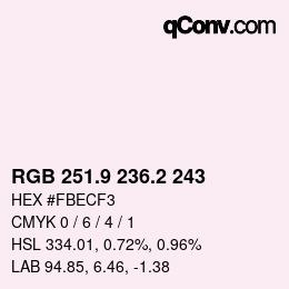 Color code: RGB 251.9 236.2 243 | qconv.com