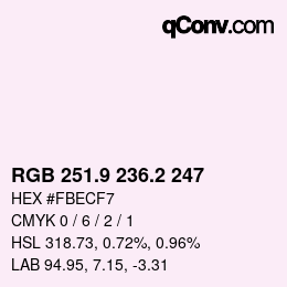 Color code: RGB 251.9 236.2 247 | qconv.com