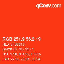 カラーコード: RGB 251.9 56.2 19 | qconv.com