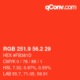 カラーコード: RGB 251.9 56.2 29 | qconv.com