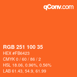 颜色代码: RGB 251 100 35 | qconv.com