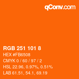 Color code: RGB 251 101 8 | qconv.com