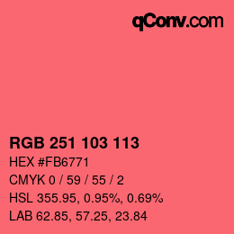 Color code: RGB 251 103 113 | qconv.com