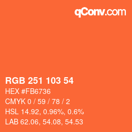 Color code: RGB 251 103 54 | qconv.com