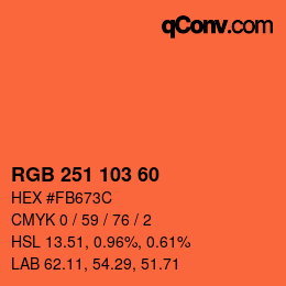 Color code: RGB 251 103 60 | qconv.com