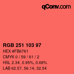 Color code: RGB 251 103 97 | qconv.com