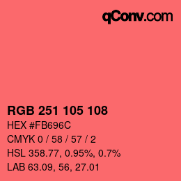 Color code: RGB 251 105 108 | qconv.com