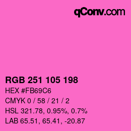 Color code: RGB 251 105 198 | qconv.com