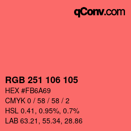 カラーコード: RGB 251 106 105 | qconv.com