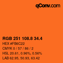 カラーコード: RGB 251 108.8 34.4 | qconv.com
