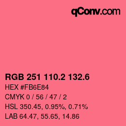 カラーコード: RGB 251 110.2 132.6 | qconv.com
