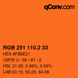 カラーコード: RGB 251 110.2 33 | qconv.com