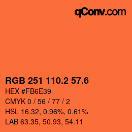 カラーコード: RGB 251 110.2 57.6 | qconv.com