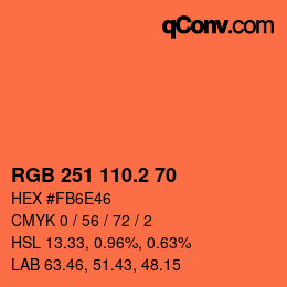 カラーコード: RGB 251 110.2 70 | qconv.com