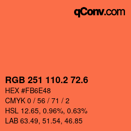 カラーコード: RGB 251 110.2 72.6 | qconv.com