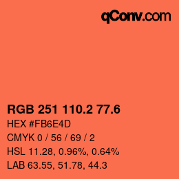 カラーコード: RGB 251 110.2 77.6 | qconv.com
