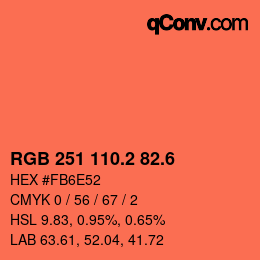 カラーコード: RGB 251 110.2 82.6 | qconv.com