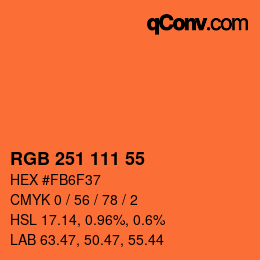 颜色代码: RGB 251 111 55 | qconv.com