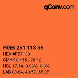 颜色代码: RGB 251 113 56 | qconv.com