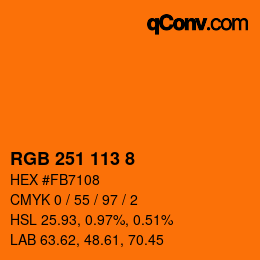 カラーコード: RGB 251 113 8 | qconv.com