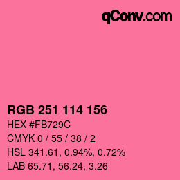 Color code: RGB 251 114 156 | qconv.com