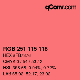 Color code: RGB 251 115 118 | qconv.com