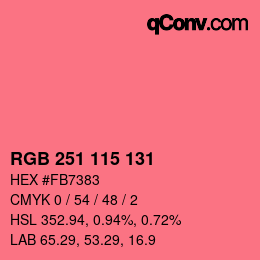 Color code: RGB 251 115 131 | qconv.com