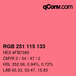 Color code: RGB 251 115 133 | qconv.com