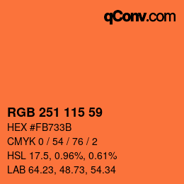 Color code: RGB 251 115 59 | qconv.com