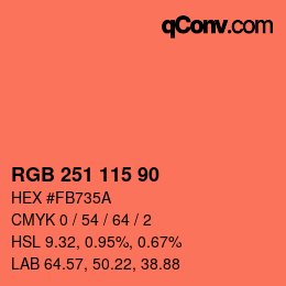 カラーコード: RGB 251 115 90 | qconv.com