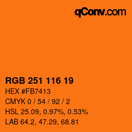 颜色代码: RGB 251 116 19 | qconv.com