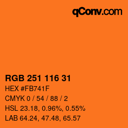 颜色代码: RGB 251 116 31 | qconv.com