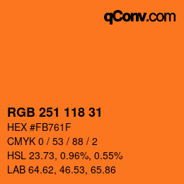 Color code: RGB 251 118 31 | qconv.com