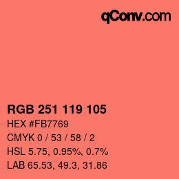 カラーコード: RGB 251 119 105 | qconv.com