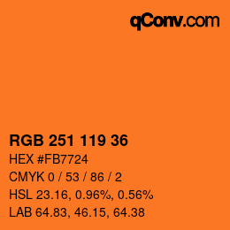 颜色代码: RGB 251 119 36 | qconv.com