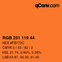 カラーコード: RGB 251 119 44 | qconv.com